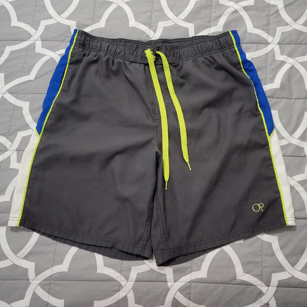 Large 36/38 Men's OP Lined Swim Trunks / Shorts. Elastic Waist. StyleOM16103YC